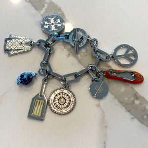 Like new, never worn, rare Tory Burch silver charm bracelet